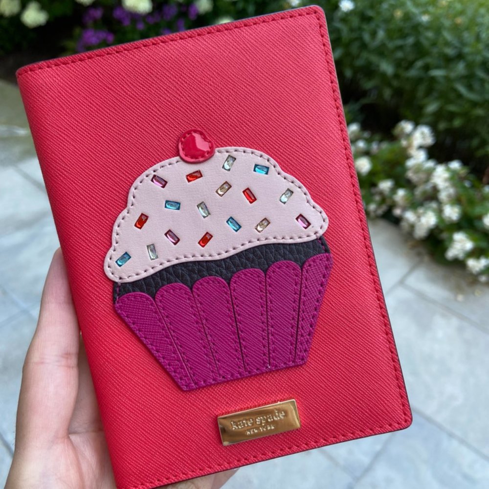 Kate Spade Red Leather Cupcake Passport Holder